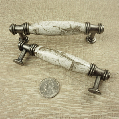 DIY Décor Hub - 3 3/4 inch Antique Silver-Gray Cabinet Pulls, 10-Pack