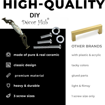 DIY Décor Hub 3.75 inch Antique Brass Floral Design Cabinet Handles, Set of 10