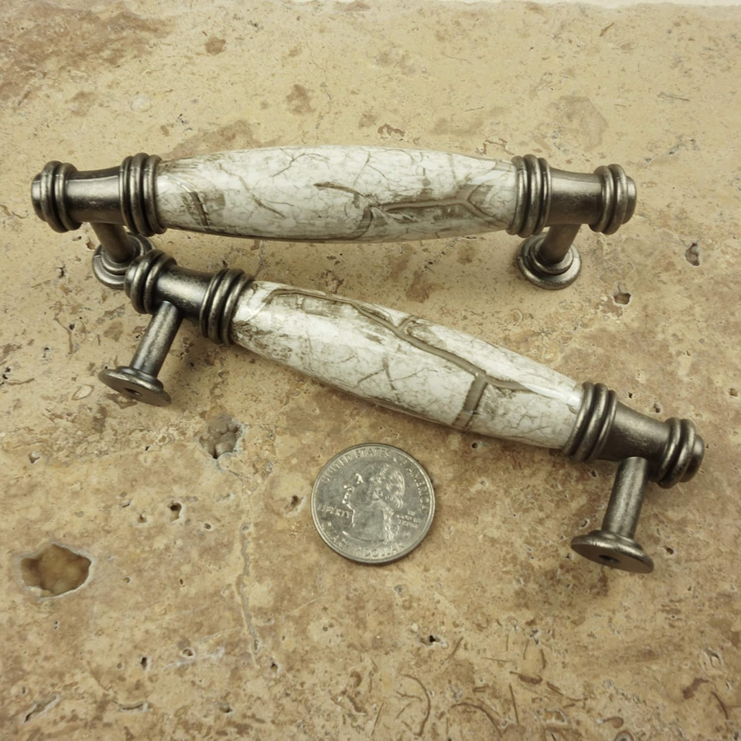 DIY Décor Hub - 3 3/4 inch Antique Silver-Gray Cabinet Pulls, 10-Pack