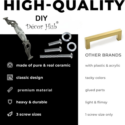 DIY Décor Hub 3.75-inch Antique Silver with Gray Floral Design Cabinet Handles, Set of 10