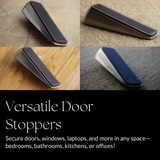 Handsley - 8 pcs Satin Nickel Metal Jacket Door Stoppers with Premium Rubber Wedge for Secure, Pet-Proof Hold