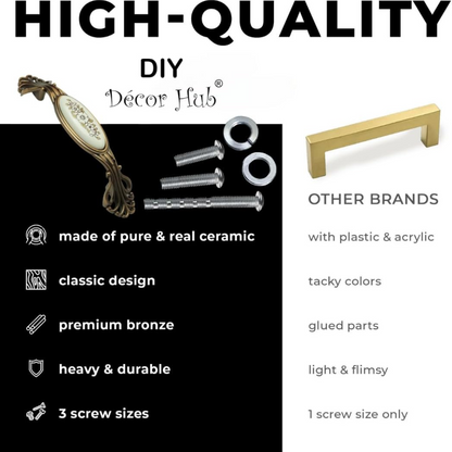 DIY Décor Hub 3.75 inch Antique Gold with Floral Design Cabinet Handles, Set of 10