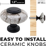 DIY Décor Hub - Large 1.5 inch Oil-Rubbed Bronze w/Granite-Gray Ceramic Cabinet Knobs, 10-Pack