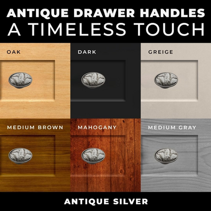 DIY Décor Hub Antique Silver Oval Knobs w/Gray Marble Accent for Cabinet & Drawers (10)