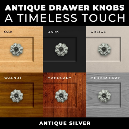 DIY Décor Hub - Pumpkin Knobs, Antique Silver-Gray Cabinet Knobs, 10-Pack