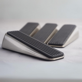 Handsley - 4 pcs Satin Nickel Metal Jacket Door Stoppers with Premium Rubber Wedge for Secure, Pet-Proof Hold