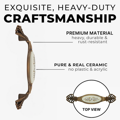 DIY Décor Hub 3.75 inch Antique Gold with Floral Design Cabinet Handles, Set of 10