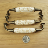 DIY Décor Hub - Set of 6 Antique Brass Ceramic Pumpkin Handles with Brown Marble Finish