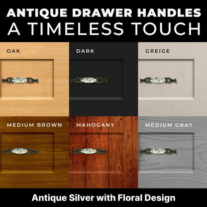 DIY Décor Hub 3.75 inch Antique Brass Floral Design Cabinet Handles, Set of 10