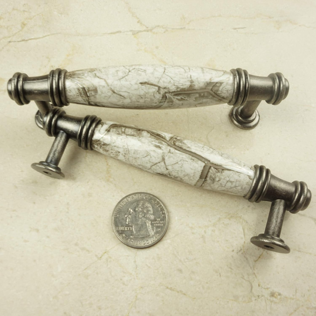 DIY Décor Hub - 3 3/4 inch Antique Silver-Gray Cabinet Pulls, 10-Pack