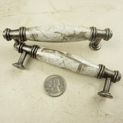 DIY Décor Hub - 3 3/4 inch Antique Silver-Gray Cabinet Pulls, 10-Pack
