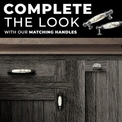 DIY Décor Hub Antique Silver Oval Knobs w/Gray Marble Accent for Cabinet & Drawers (20)