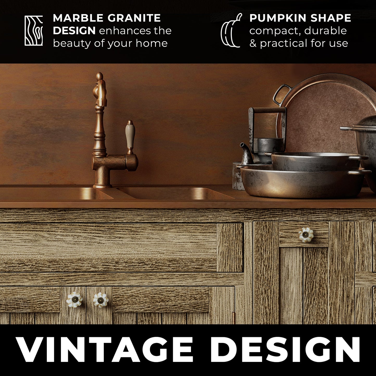 DIY Décor Hub - Pumpkin 1.5 inches, Antique Brass Cabinet Knobs, 20-Pack