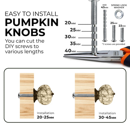 DIY Décor Hub - Pumpkin 1.5 inches, Antique Brass Cabinet Knobs, 20-Pack