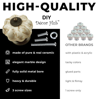 DIY Décor Hub - Pumpkin 1.5 inches, Antique Brass Cabinet Knobs, 20-Pack