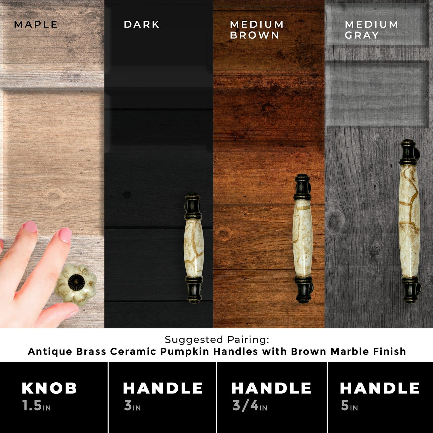 DIY Décor Hub - Pumpkin 1.5 inches, Antique Brass Cabinet Knobs, 20-Pack