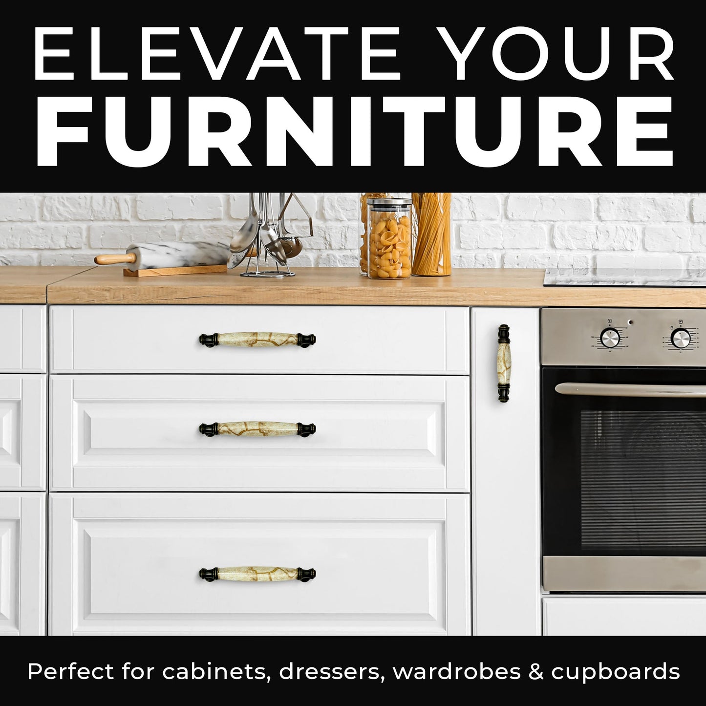 DIY Décor Hub - 3 inch Antique Brass Cabinet Pulls, 10-Pack