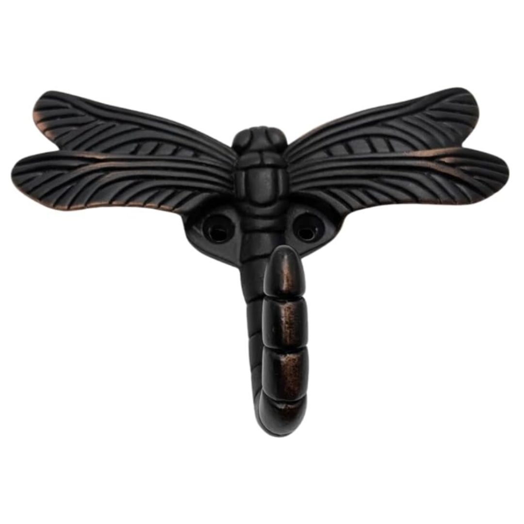 DIY Décor Hub - Utility Hooks, Decorative Wall Mount (Antique Brass Dragon Fly, 6)