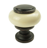 DIY Décor Hub - Small Oil-Rubbed Bronze with Beige Ceramic Cabinet Knobs, 20-Pack