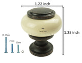 DIY Décor Hub - Small Oil-Rubbed Bronze with Beige Ceramic Cabinet Knobs, 10-Pack