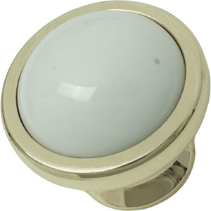 DIY Décor Hub - Cabinet Knobs Kitchen Cabinet Knobs or Vintage Dresser Drawer Knobs (White Ceramic with Gold Metal Finish Round Knobs, 10)