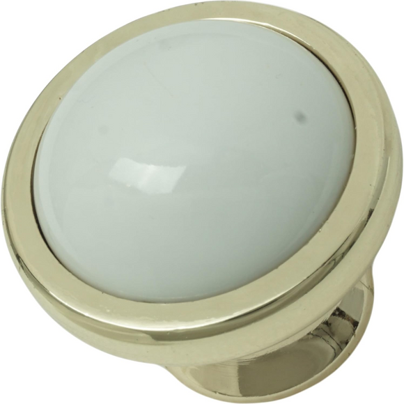 DIY Décor Hub - Cabinet Knobs Kitchen Cabinet Knobs or Vintage Dresser Drawer Knobs (White Ceramic with Gold Metal Finish Round Knobs, 10)